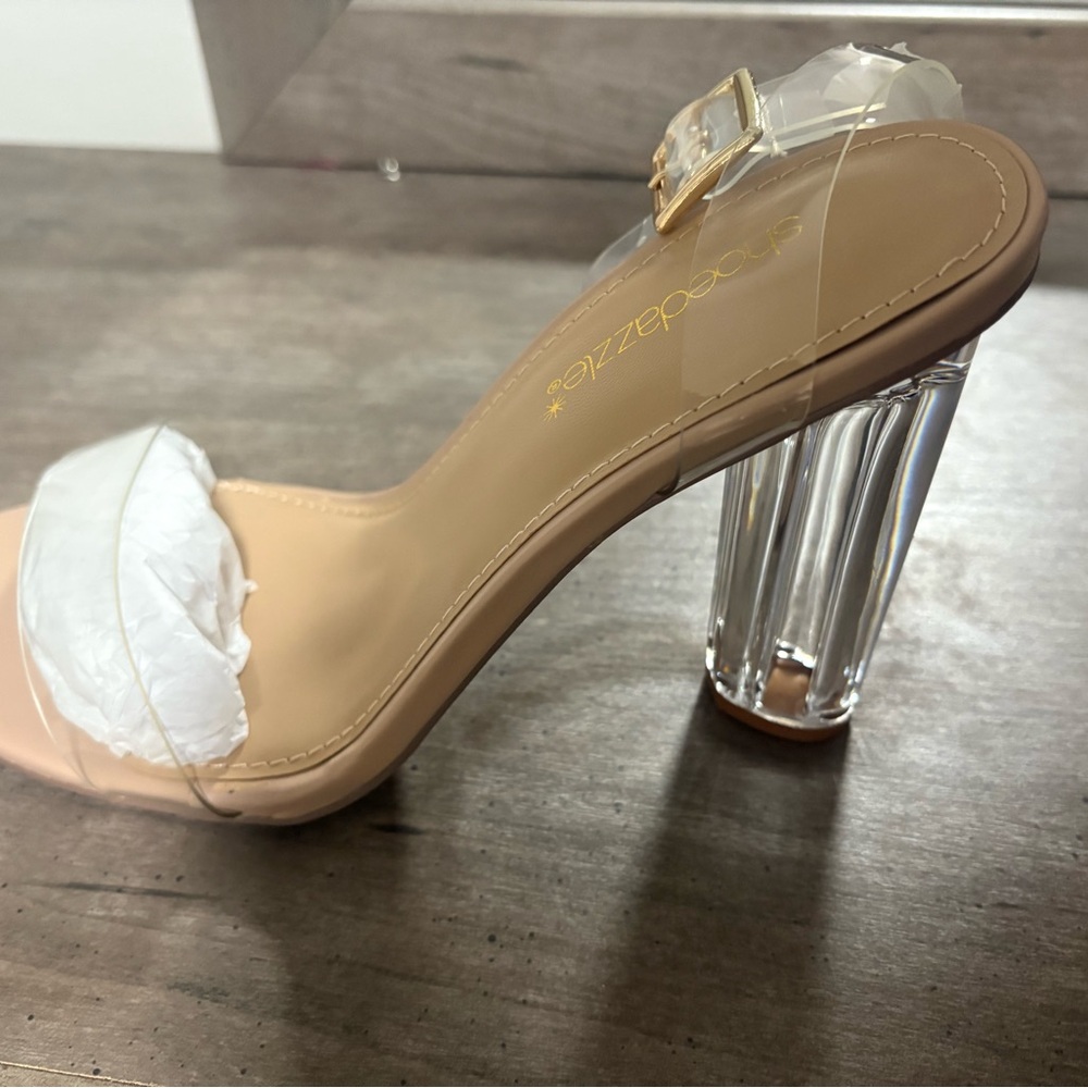 Elegant Nude Heels with Clear Strap